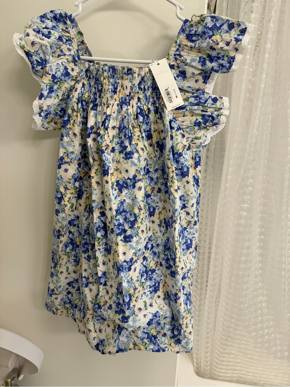 Janie and Jack Blue Floral Ruffle-Sleeve Dress